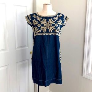 Embroidered Dark Chambray Dress by Ivy Jane